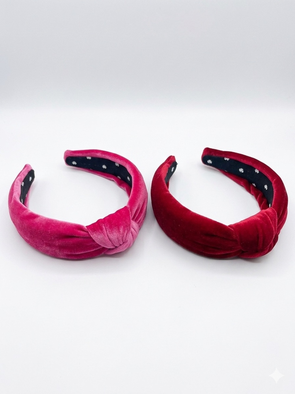 LELE SADOUGHI Set of 2 Classic Velvet Knotted Headbands in Hot Pink & Crimson